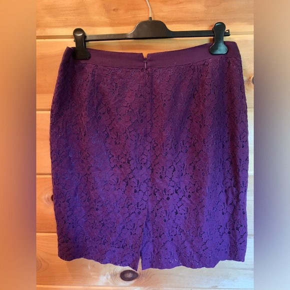 J Crew womens the pencil skirt floral lace purple lined back zipper sz 12 - Picture 4 of 9